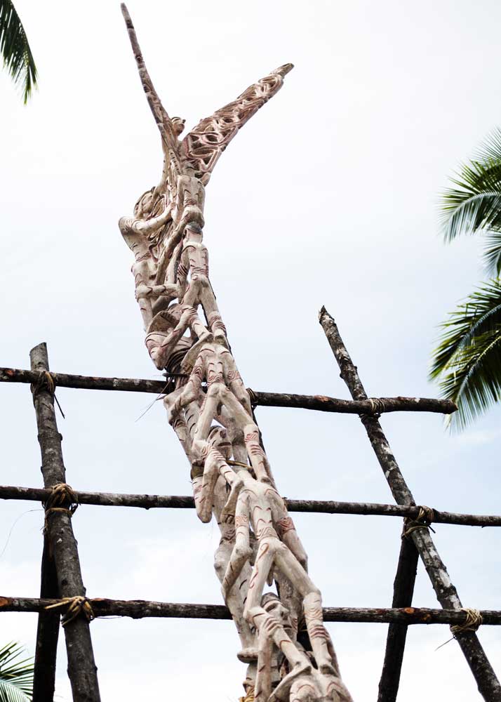 Asmat ancestor pole wood carving